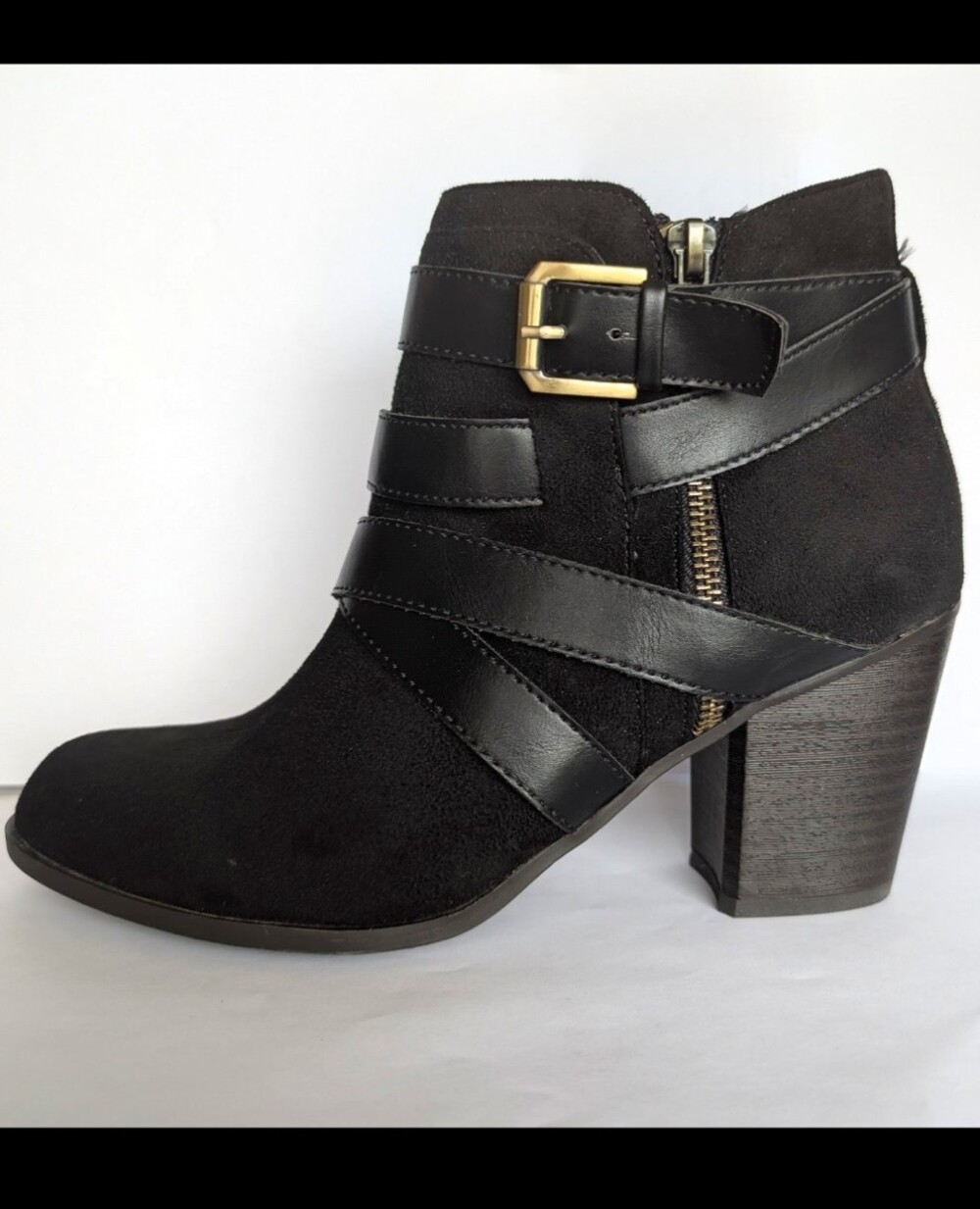 Fergalicious Tanner Black Suede Ankle Boots | Buckle Detail | Size 7.5 | EUC